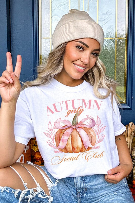 CALI BOUTIQUE Women's Top Fall Autumn Girly Social Club Graphic Tee || David's Clothing