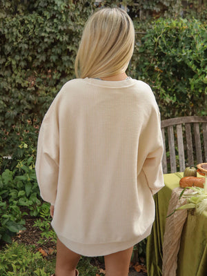 CHARLIE SOUTHERN Women's Sweater Charlie Southern Thankful Corded Crew || David's Clothing