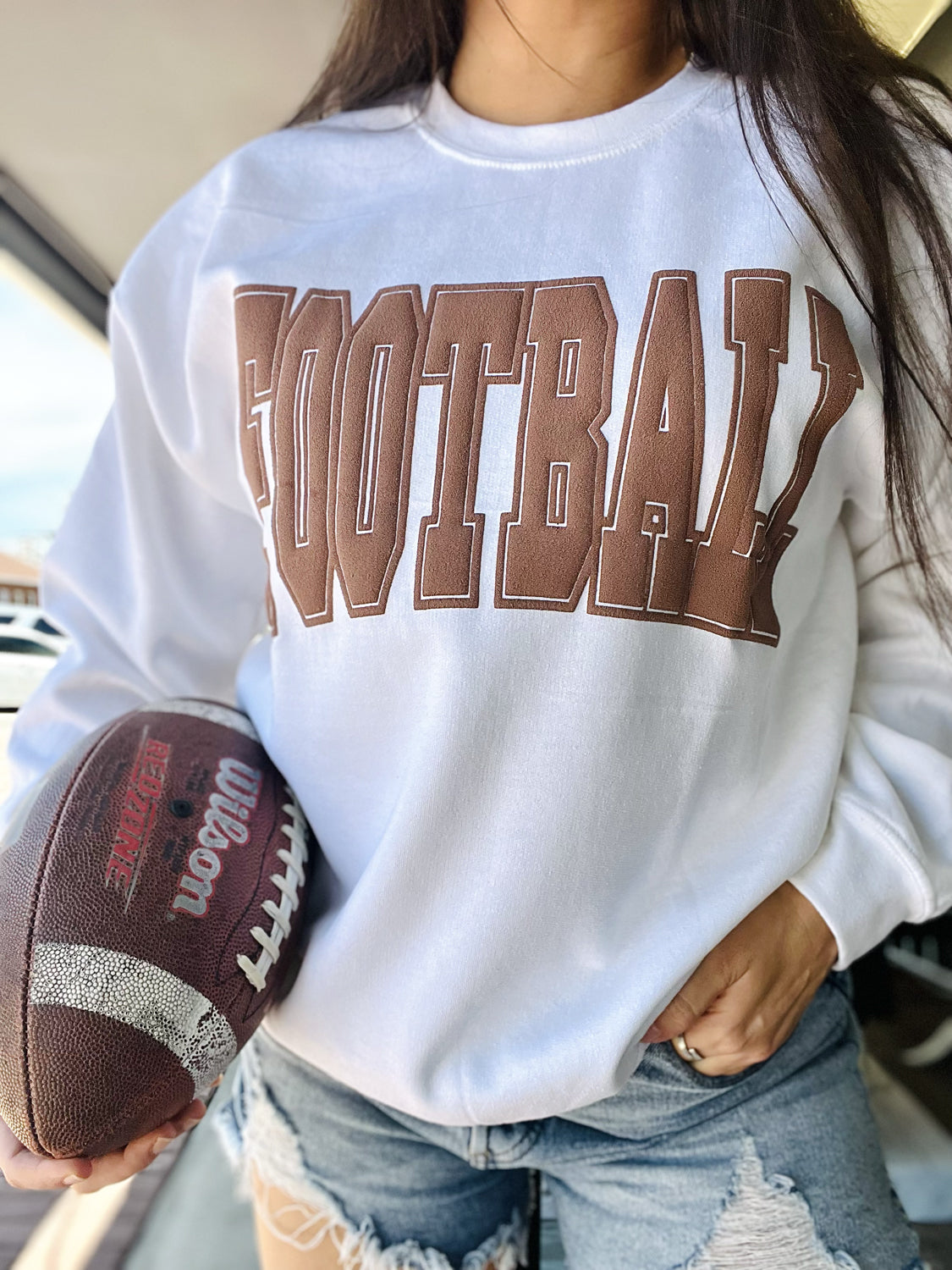 Puff Print Football Sweatshirt