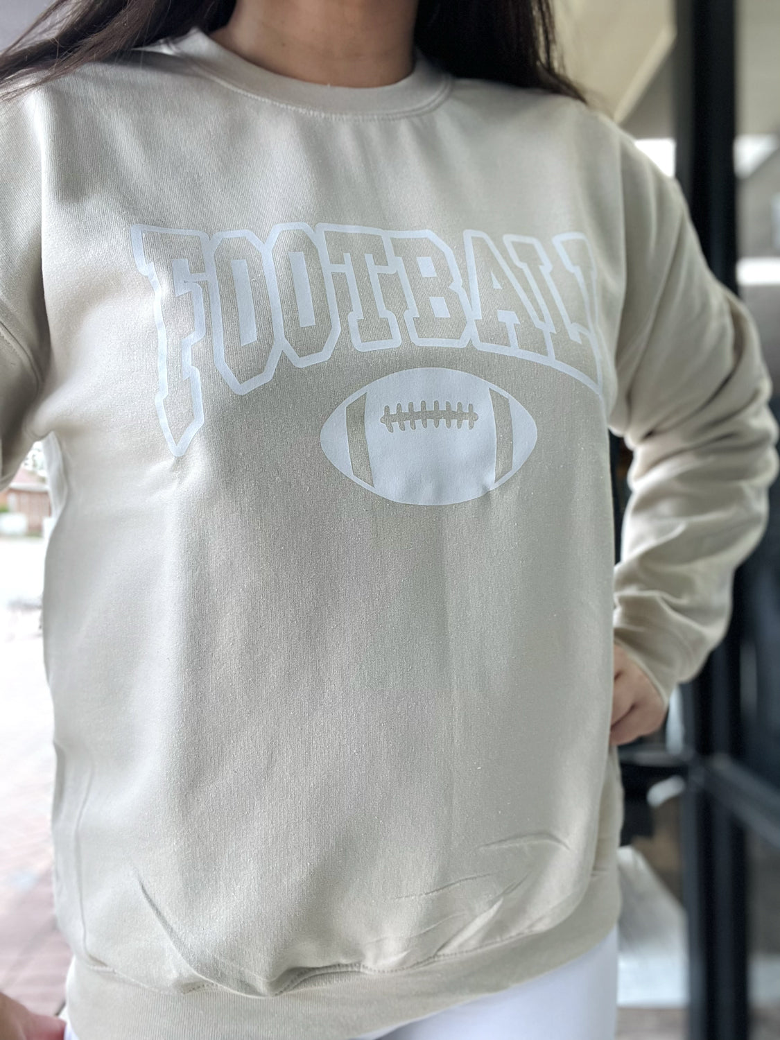 DISTRESSED VINTAGE DESIGNS Women's Sweaters Football Crew Sweatshirt || David's Clothing