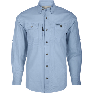 DRAKE CLOTHING CO. Men's Sport Shirt MARINA BLUE / M Drake Frat Houndstooth Check Button-Down Long Sleeve Shirt || David's Clothing DS2276MBU