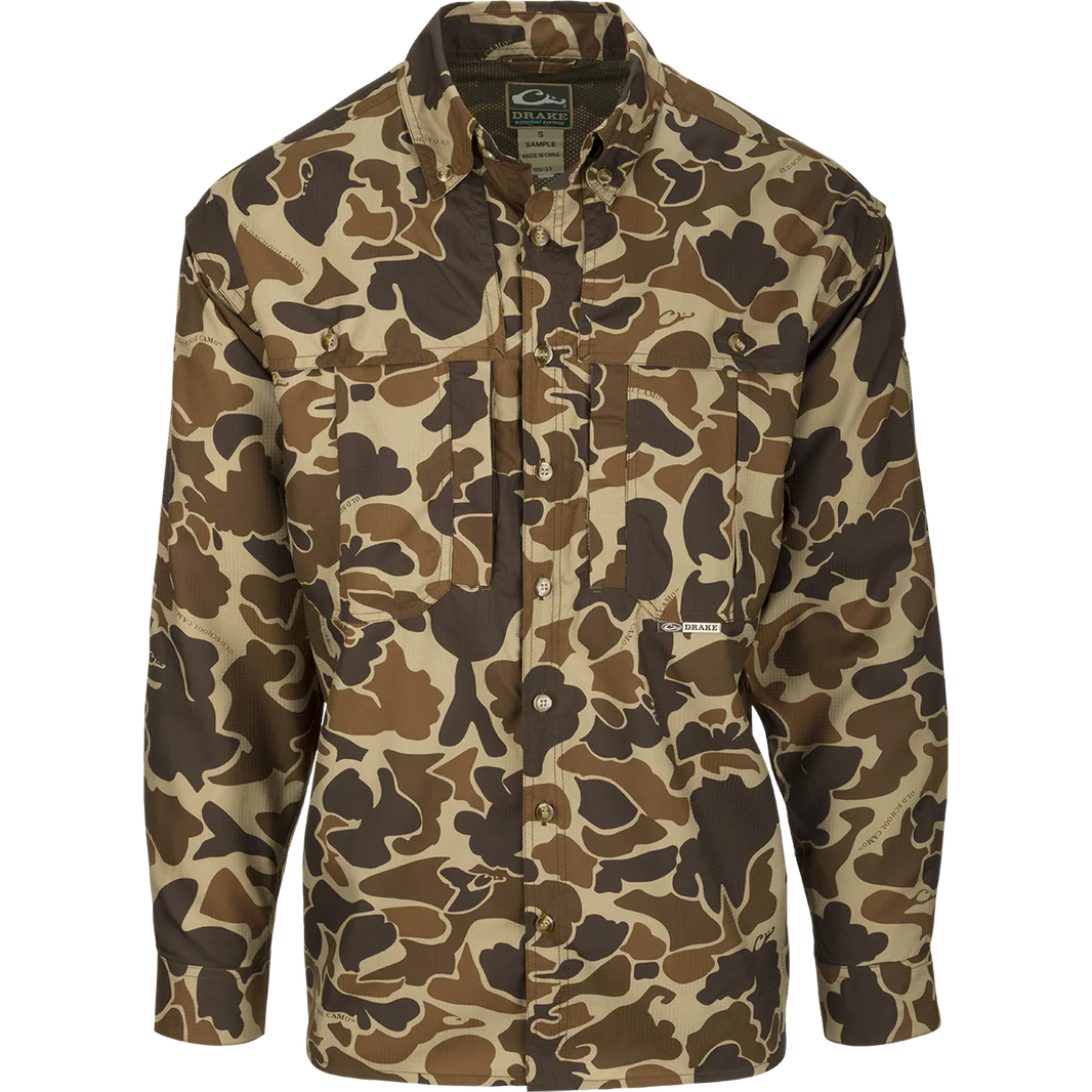 DRAKE CLOTHING CO. Men's Sport Shirt OLD SCHOOL CAMO / S Drake EST Camo Flyweight Wingshooter's Long Sleeve Shirt || David's Clothing DW7007016