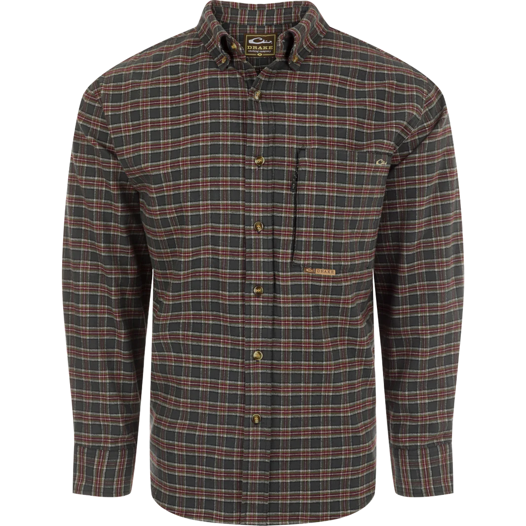 DRAKE CLOTHING CO. Men's Sport Shirt TIMBER WOLF / M Drake Autumn Brushed Twill Plaid Button-Down Long Sleeve Shirt || David's Clothing DS2195TWK