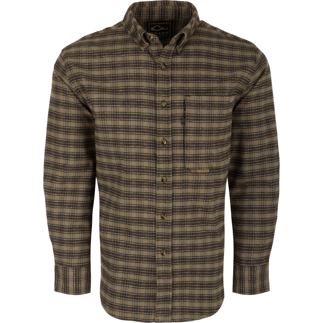 DRAKE CLOTHING CO. Men's Sport Shirt TIMBER WOLF / M Drake Autumn Brushed Twill Plaid Button-Down Long Sleeve Shirt || David's Clothing DS2195TWK