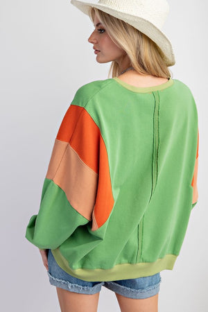 EASEL Women's Sweaters Color Block Terry Knit Pullover || David's Clothing