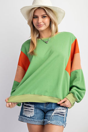 EASEL Women's Sweaters Color Block Terry Knit Pullover || David's Clothing