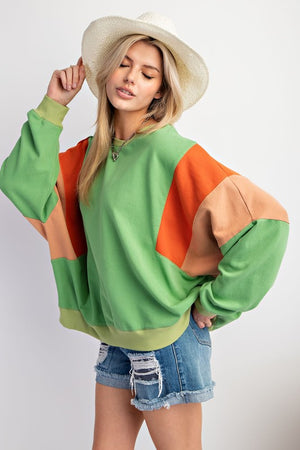 EASEL Women's Sweaters Color Block Terry Knit Pullover || David's Clothing