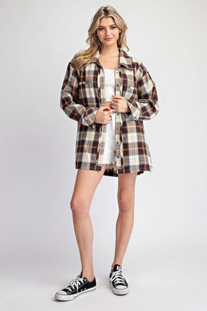 ee:some Women Jackets Long Sleeve Button Down Flannel Jacket || David's Clothing