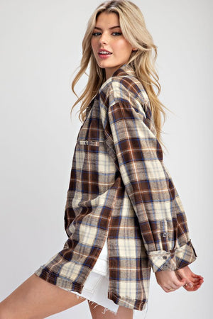 ee:some Women Jackets Long Sleeve Button Down Flannel Jacket || David's Clothing