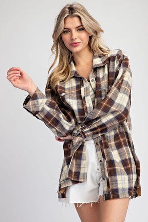 ee:some Women Jackets Long Sleeve Button Down Flannel Jacket || David's Clothing