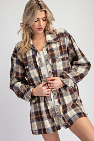 ee:some Women Jackets Long Sleeve Button Down Flannel Jacket || David's Clothing