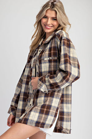 ee:some Women Jackets Long Sleeve Button Down Flannel Jacket || David's Clothing