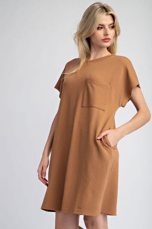 ee:some Women's Dresses COCOA / S Textured Mini Dress With Pockets || David's Clothing DK11312