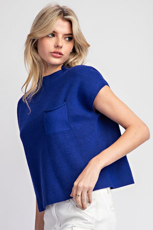 ee:some Women's Sweaters Short Sleeve Sweater Top With Pocket || David's Clothing