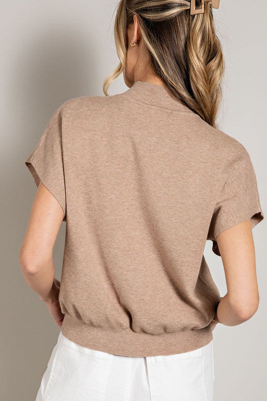 Mock Neck Short Sleeve Top