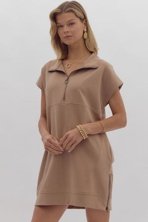 ENTRO INC Women's Dresses Knit Zip Sweater Dress || David's Clothing