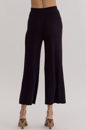 ENTRO INC Women's Pants Ribbed High Waisted Wide Leg Pants || David's Clothing