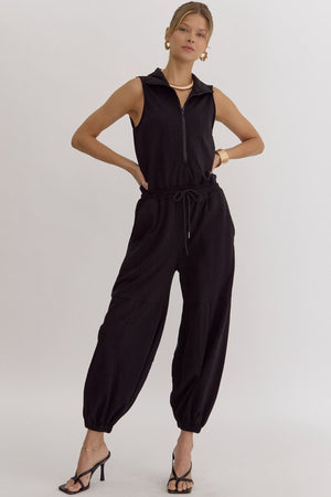 ENTRO INC Women's Pants Sleeveless Jogger Style Jumpsuit || David's Clothing