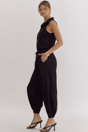 ENTRO INC Women's Pants Sleeveless Jogger Style Jumpsuit || David's Clothing