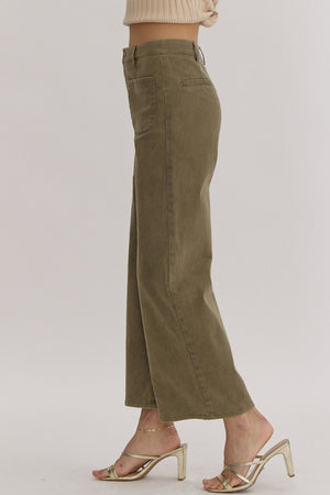 ENTRO INC Women's Pants Solid High Waisted Wide Leg Pants || David's Clothing