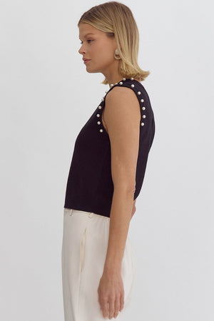 ENTRO INC Women's Top Pearl Sleeveless Cropped Tank || David's Clothing