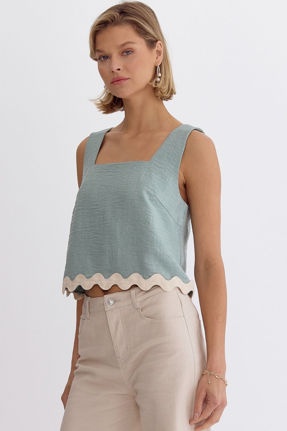 Ric Rac Trim Top || David's Clothing