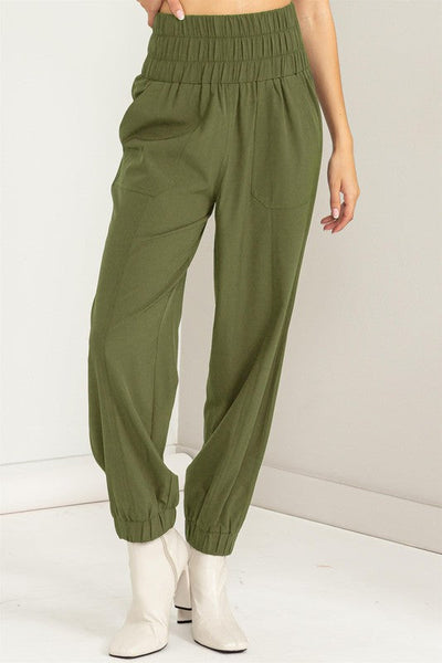 Buy CLOTHINK INDIA Fashion Women's Casual Cargo Pants Flared High Waist  Relaxed Fit Stretchable Parallel Trousers (26) Olive Green at Amazon.in