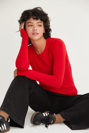 HYFVE INC. Women's Top Basic Long Sleeve Crew Neck Top || David's Clothing