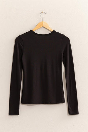 HYFVE INC. Women's Top Basic Long Sleeve Crew Neck Top || David's Clothing