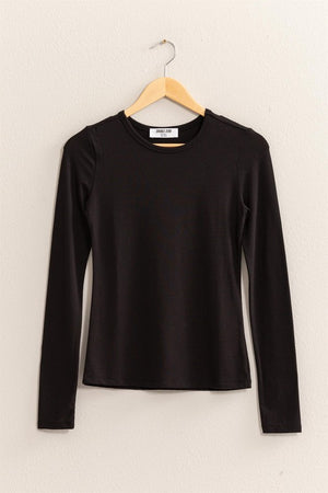 HYFVE INC. Women's Top BLACK / S Basic Long Sleeve Crew Neck Top || David's Clothing DZ24F871