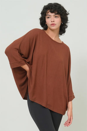 HYFVE INC. Women's Top CHESTN / S Dolman 3/4 Sleeve Top || David's Clothing DZ24F811