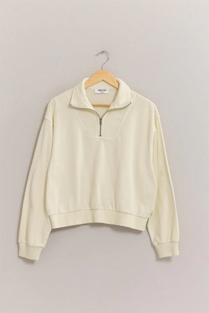 HYFVE INC. Women's Top CREAM / S Half Zip Pullover Sweatshirt || David's Clothing DZ24E441