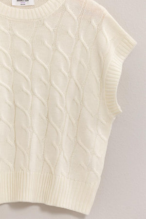 HYFVE INC. Women's Top CREAM / S Oversized Cable Knit Sweater Vest || David's Clothing DZ24E945