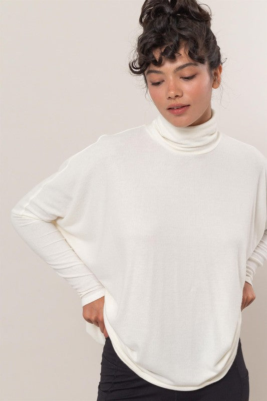 HYFVE INC. Women's Top CREAM / S Turtleneck Dolman-Sleeve Top || David's Clothing DZ24F354