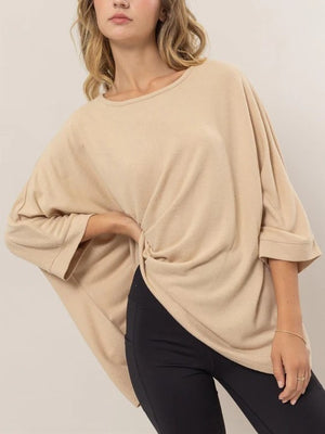 HYFVE INC. Women's Top TAUPE / S Dolman 3/4 Sleeve Top || David's Clothing DZ24F811