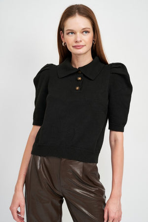 JACQUIE THE LABLE Women's Sweaters Puff Sleeve Knit Top || David's Clothing