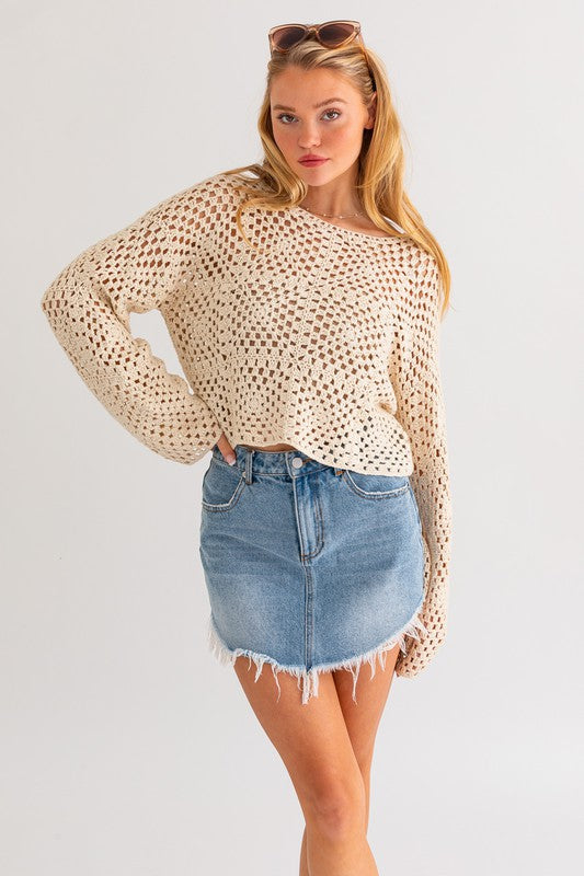 Long Sleeve Crochet Top 