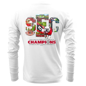 New World Graphics Men's Tees Georgia Bulldogs 2024 SEC Champions Score Long Sleeve T-Shirt