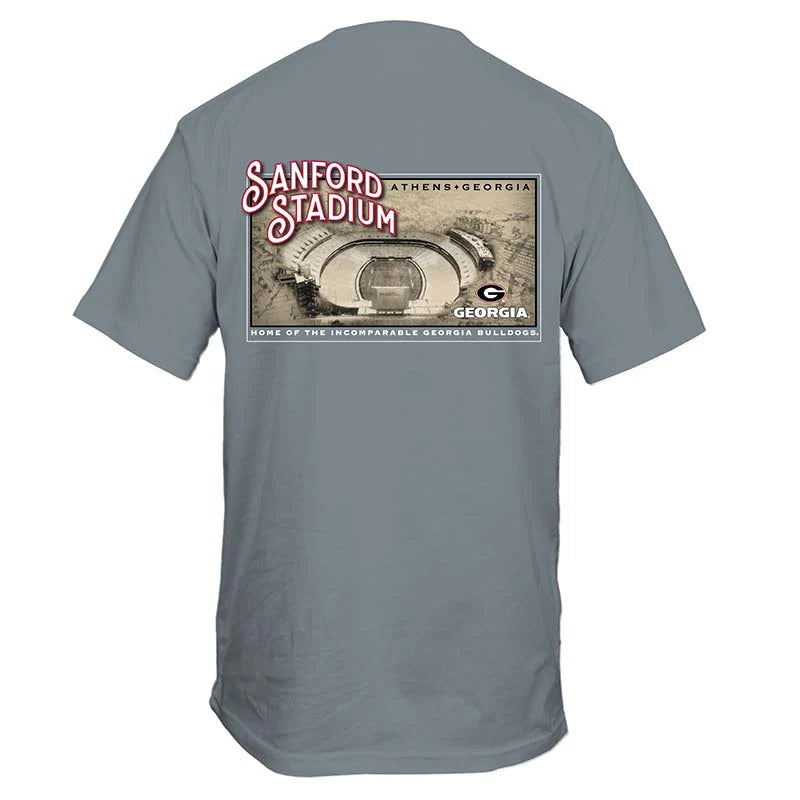 New World Graphics Men's Tees UGA Sepia Stadium Short Sleeve T-Shirt || David's Clothing