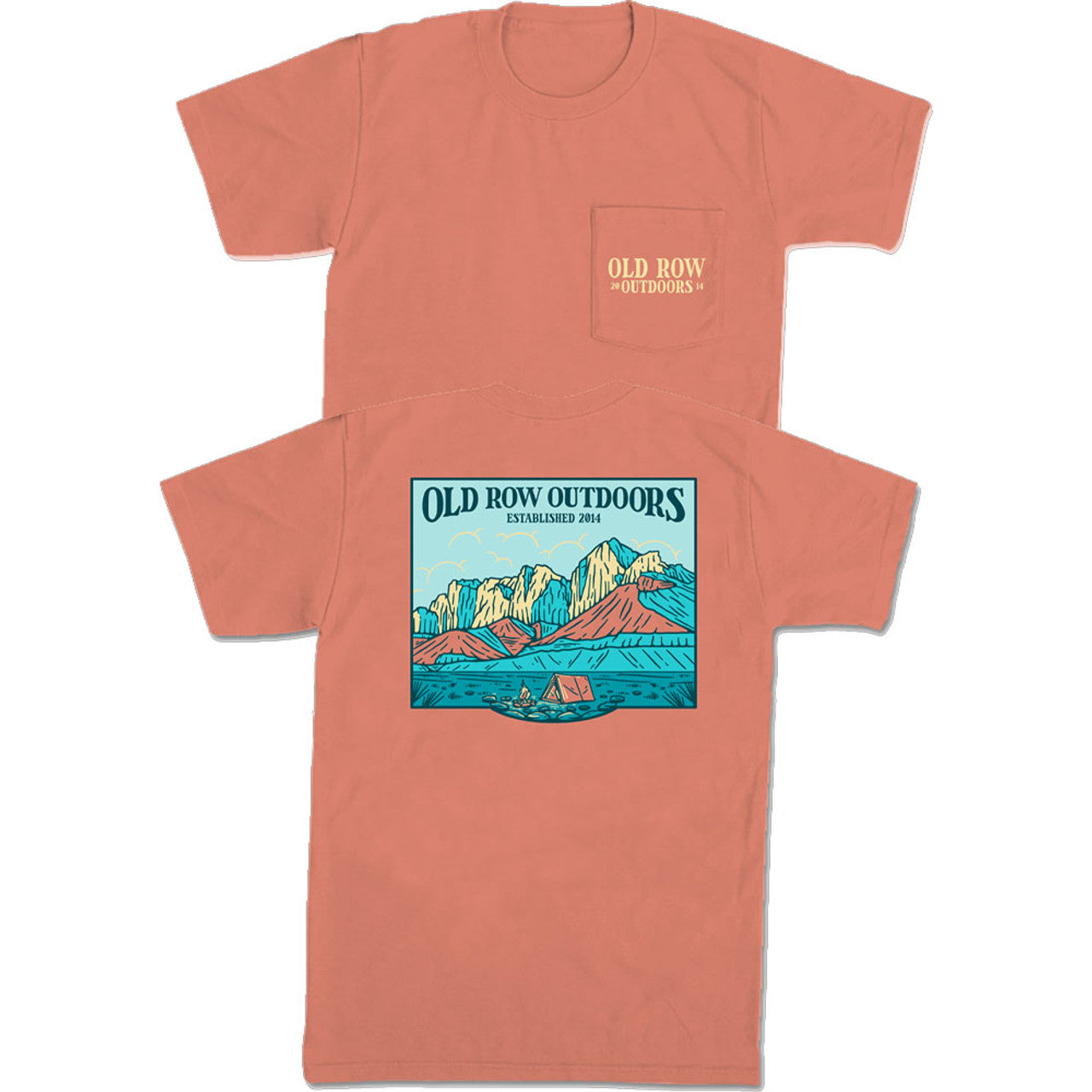 OLD ROW 9-Men's Knit Shirts Old Row Outdoors Mountain Range Pocket Tee - Terracotta || David's Clothing