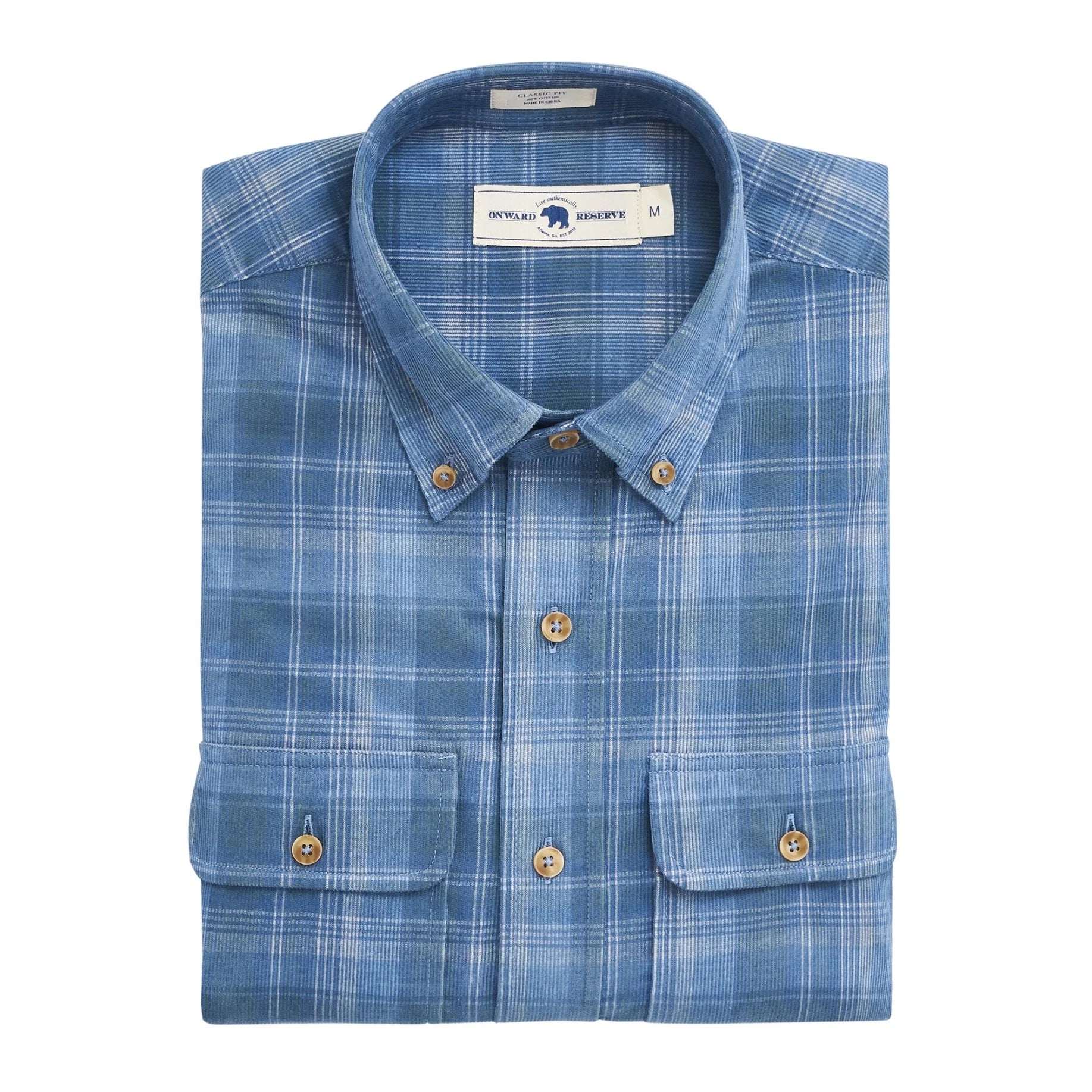 ONWARD RESERVE Men's Sport Shirt Onward Reserve Conon Corduroy Shirt - Smoke Pine || David's Clothing