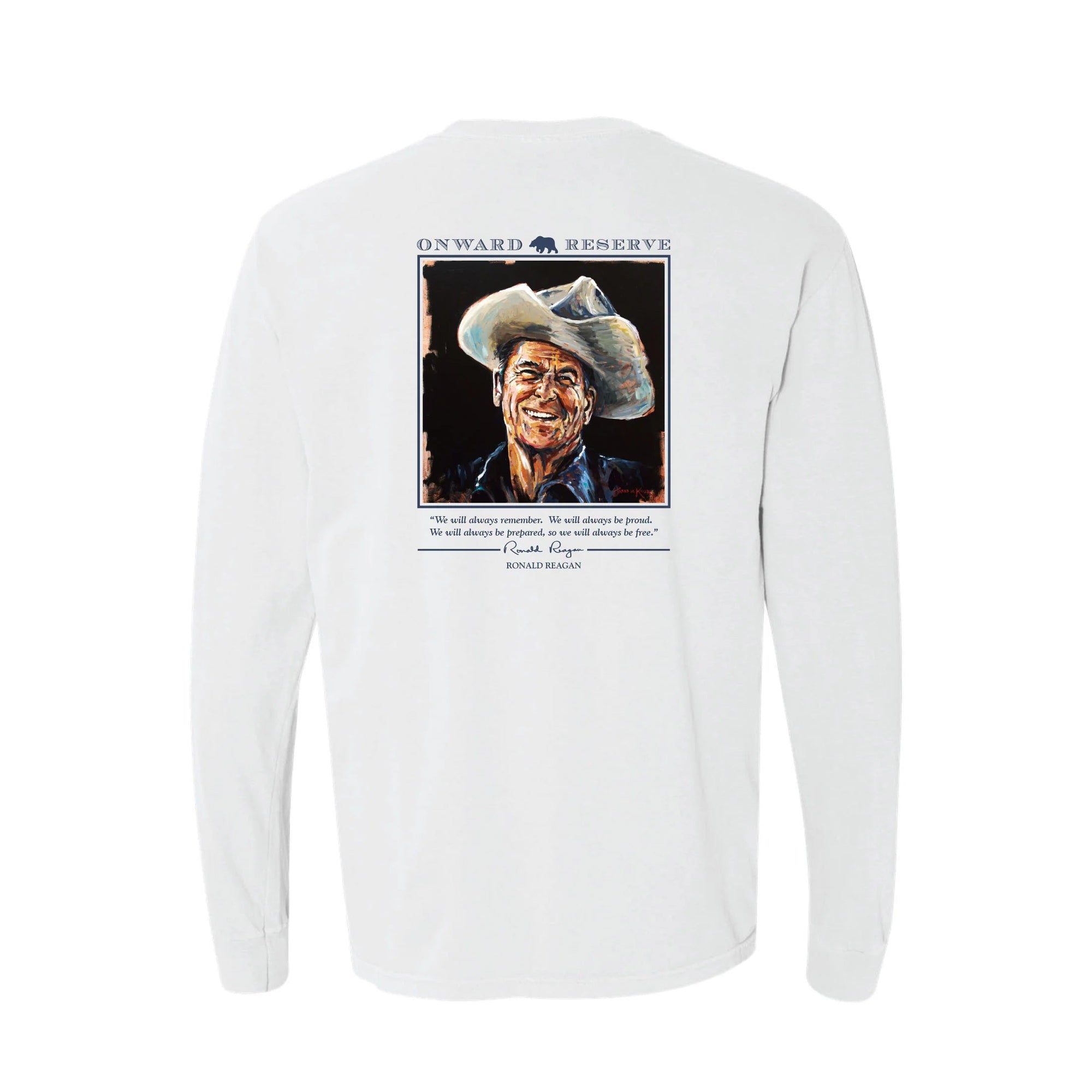 ONWARD RESERVE Men's Tees Onward Reserve Long Sleeve Cowboy Reagan Tee - White || David's Clothing