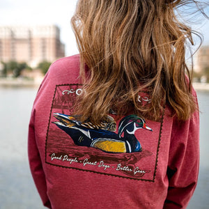 OVER UNDER CLOTHING Men's Tees Over Under L/S Wood Duck Stamp T-Shirt Brick || David's Clothing