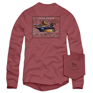 OVER UNDER CLOTHING Men's Tees Over Under L/S Wood Duck Stamp T-Shirt Brick || David's Clothing