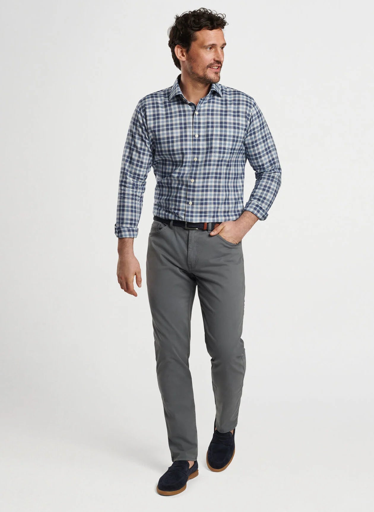 PETER MILLAR Men's Sport Shirt Peter Millar Brooks Summer Soft Cotton Sport Shirt || David's Clothing