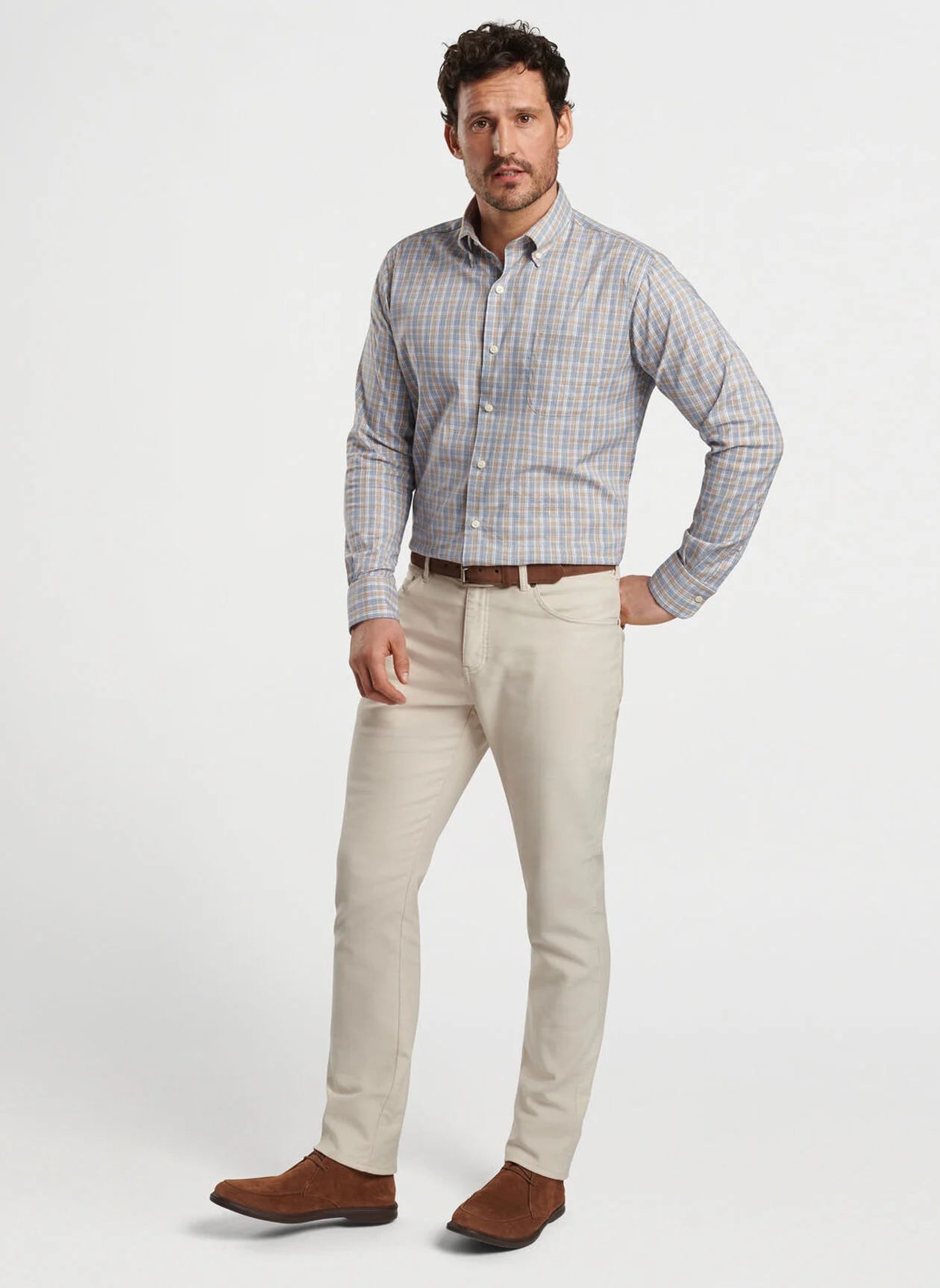 PETER MILLAR Men's Sport Shirt Peter Millar Powell Crown Lite Cotton-Stretch Sport Shirt || David's Clothing