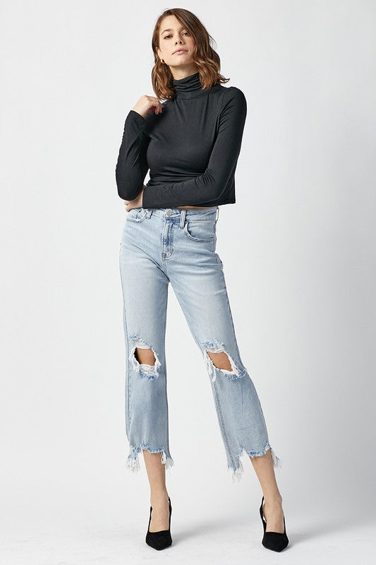 Risen Jeans Women's Jeans Risen High Rise Straight Crop Jeans || David's Clothing