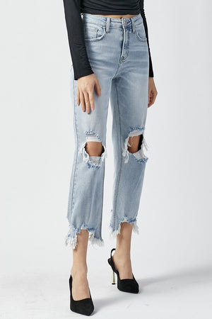 Risen Jeans Women's Jeans Risen High Rise Straight Crop Jeans || David's Clothing