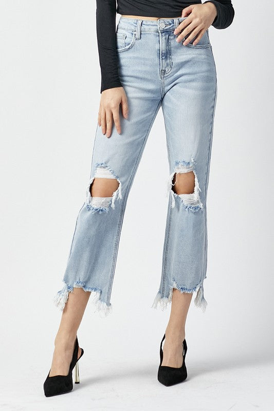 Risen Jeans Women's Jeans Risen High Rise Straight Crop Jeans || David's Clothing