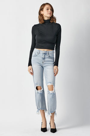 Risen Jeans Women's Jeans Risen High Rise Straight Crop Jeans || David's Clothing